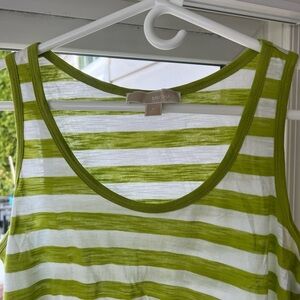 Michael Kors Lime and White Striped Tank Top